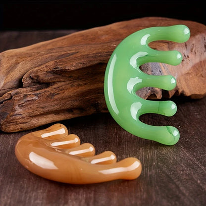 Luxe Resin Five-Tooth Meridian Comb For Scalp And Muscle Relief by Haraps.com