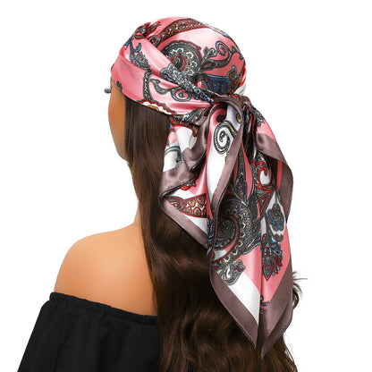 Satin Silk Square Head Scarf (90cm x 90cm)