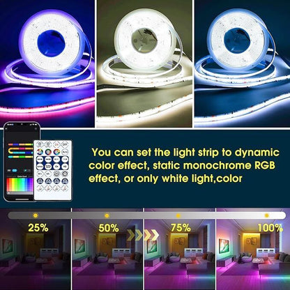 Wifi Smart RGB+IC COB LED Strip 10M,Colour Changing LED Tape Lights,Dc24V,1