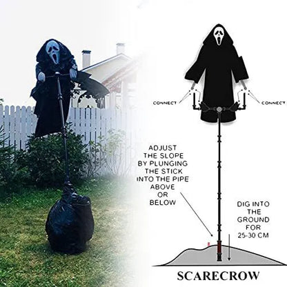 Trick Prop Skull Screaming Scarecrow Halloween Decoration