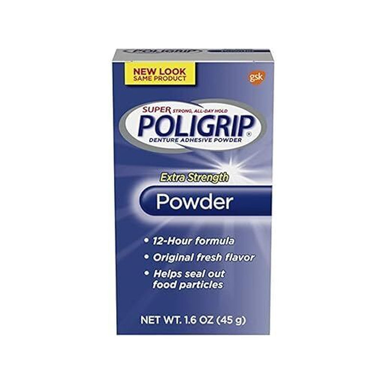 Super Poligrip Extra Strength Denture Adhesive Powder 1.6 Ounces