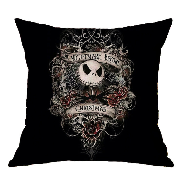 Halloween theme Linen Skull Throw Pillow Cover