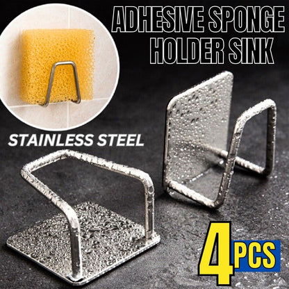 Stainless Steel Adhesive Sponge Holder (4-Pack)