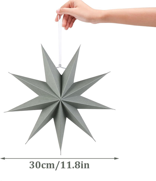 Paper Christmas Stars Hanging Lanterns Home Decoration - 3PCS 30CM 9-Pointed