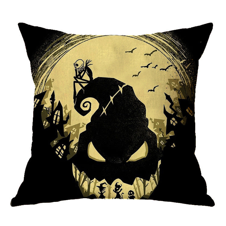 Halloween theme Linen Skull Throw Pillow Cover