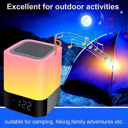 Portable Alarm Clock Bluetooth Speaker Touch Screen LED Light