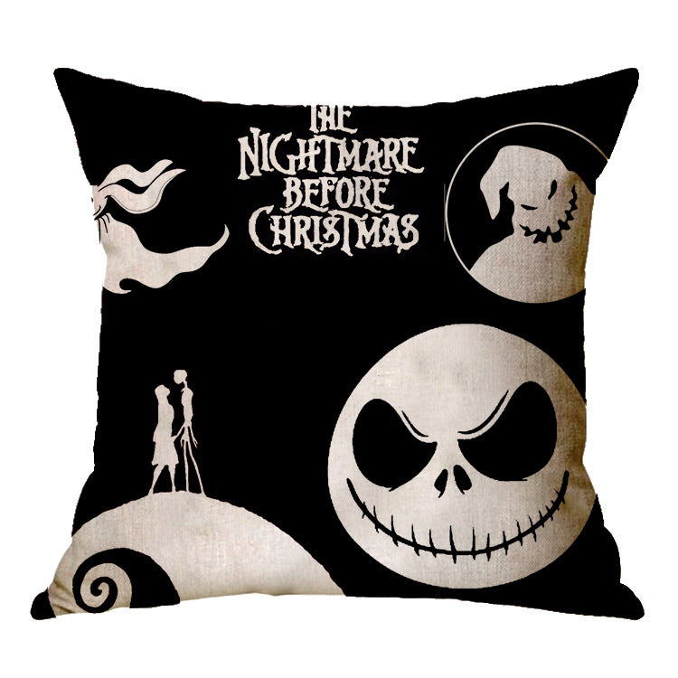 Halloween theme Linen Skull Throw Pillow Cover