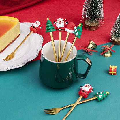 Christmas Holiday Pudding Dessert Spoon/ Fork Cutlery Set