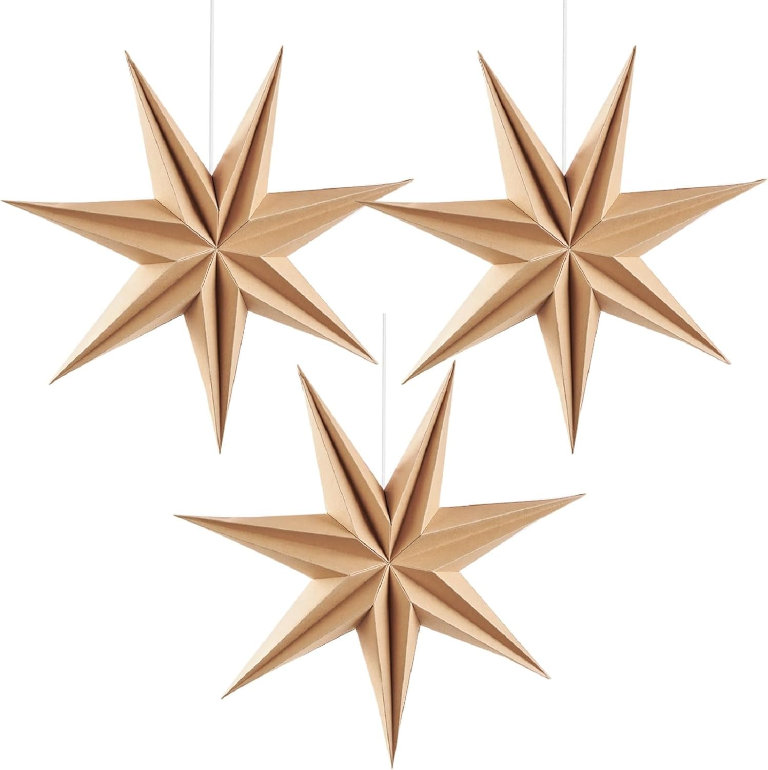 Paper Christmas Stars Hanging Lanterns Home Decoration - 3PCS 30CM 9-Pointed