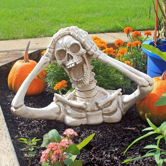 Screaming Skull Statue Garden Halloween Decoration