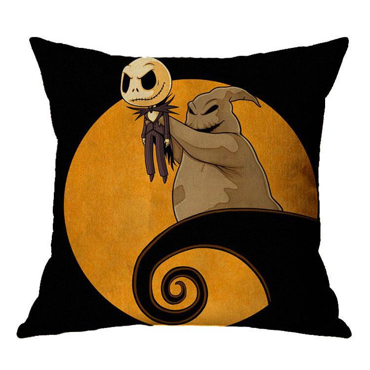 Halloween theme Linen Skull Throw Pillow Cover