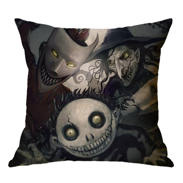 Halloween theme Linen Skull Throw Pillow Cover