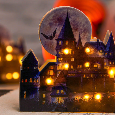 Luminous Halloween Haunted Mansion House LED Desktop Ornament Party Decoration