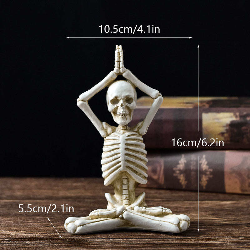 Halloween Horror Desktop Decoration Resin Ornaments Feature Modelling Yoga Skull Skeleton