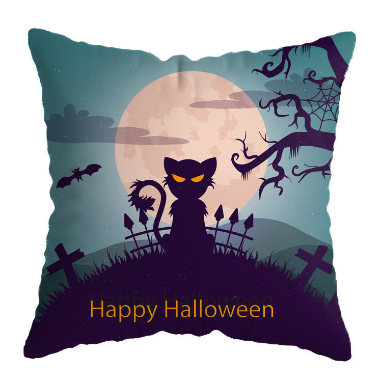 Halloween theme Linen Skull Throw Pillow Cover