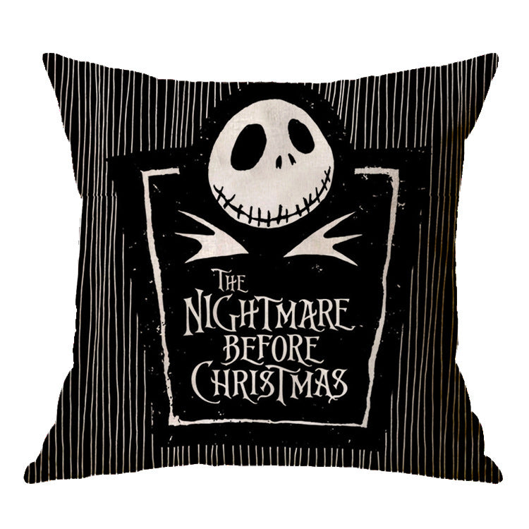 Halloween theme Linen Skull Throw Pillow Cover