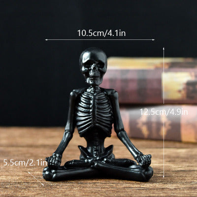 Halloween Horror Desktop Decoration Resin Ornaments Feature Modelling Yoga Skull Skeleton