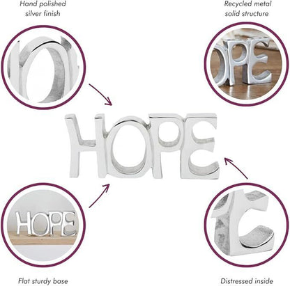 Paper High Recycled Metal 'HOPE' Sign - 19Cm X 8.5Cm - Fair Trade & Handmade