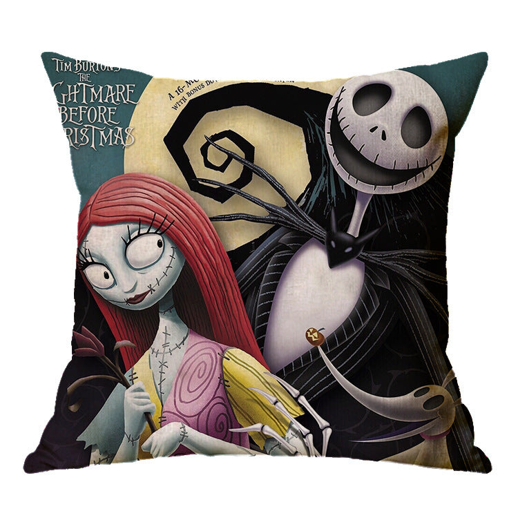 Halloween theme Linen Skull Throw Pillow Cover