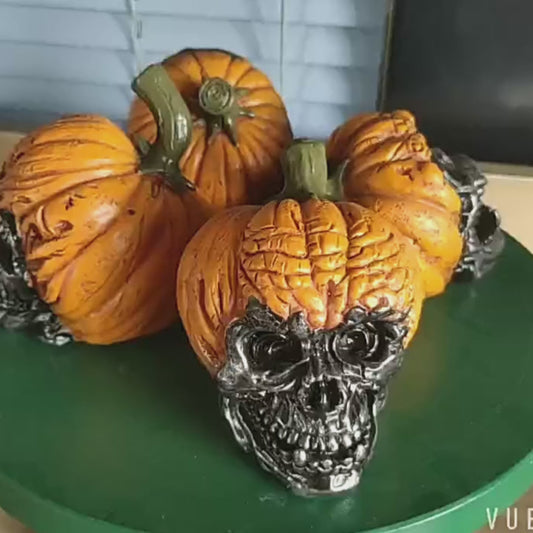 Evil Pumpkin Skull Halloween Ornament
