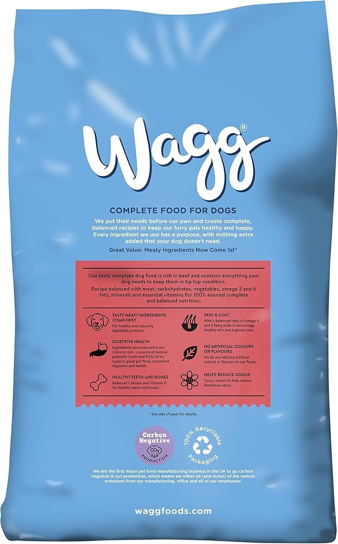 Wagg Complete Adult Dog Dry Food Meaty Goodness Beef & Veg 12Kg
