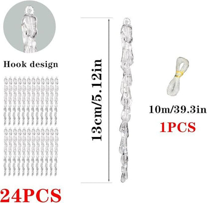 Winter Christmas Tree Icicles Ornaments Set Outdoor Party Decoration - 24 Pcs