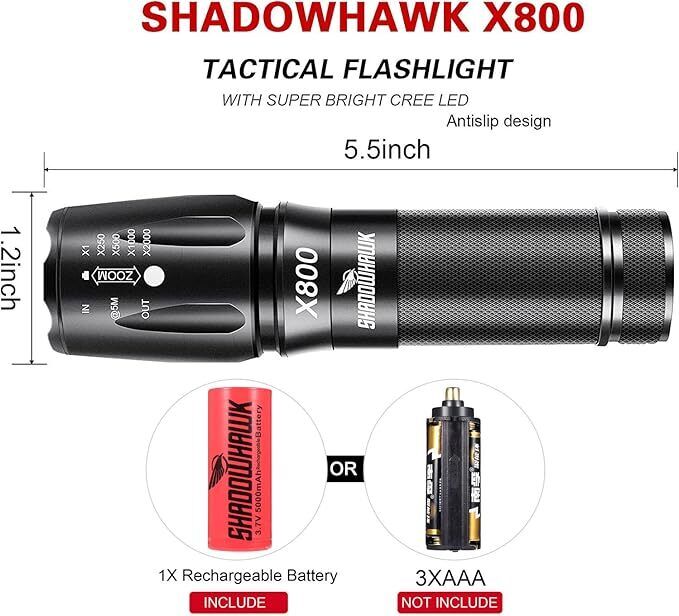 Shadowhawk X800 2500 Lumens Torches Super Bright Led Torch