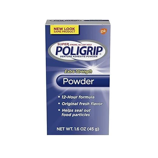 Super Poligrip Extra Strength Denture Adhesive Powder 1.6 Ounces