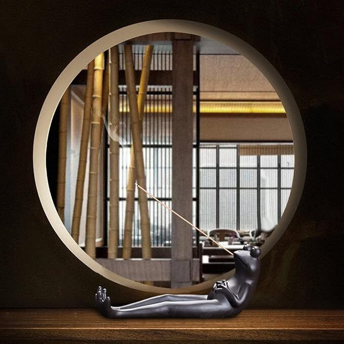 Frog Incense Stick Holder Ceramic Burner Ornament W/ 45 Sandalwood Incense Stick