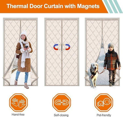MEFENY Magnetic Thermal Insulated Door Curtain, 100X210Cm Thickened Weatherproof