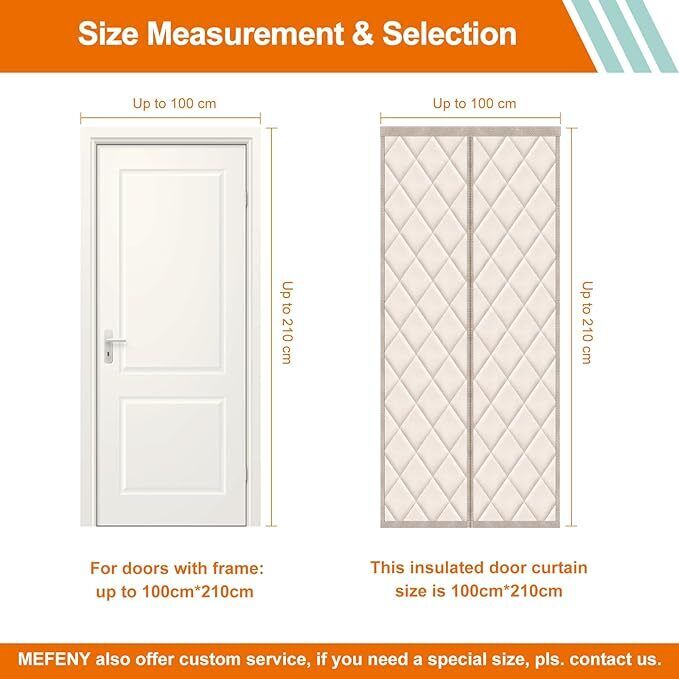 MEFENY Magnetic Thermal Insulated Door Curtain, 100X210Cm Thickened Weatherproof