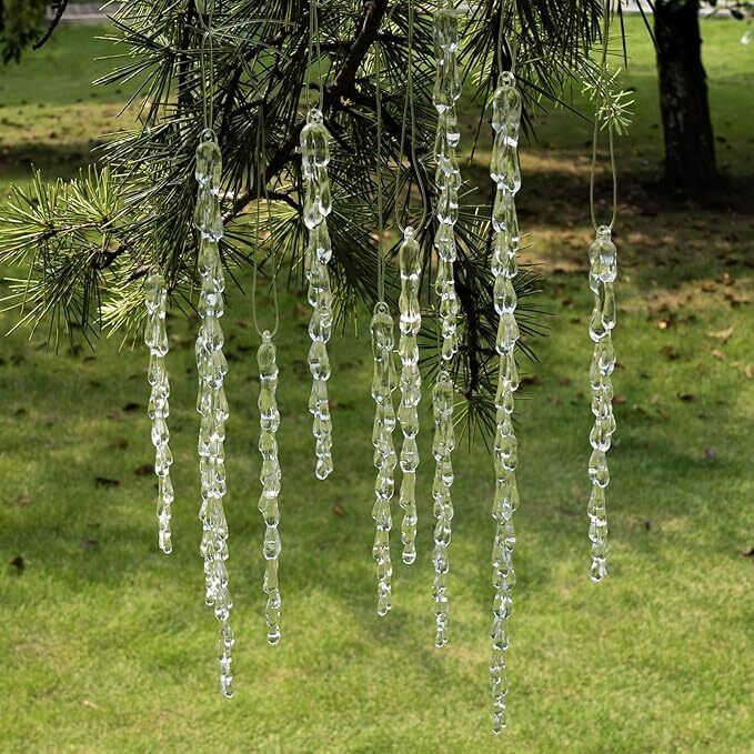 Winter Christmas Tree Icicles Ornaments Set Outdoor Party Decoration - 24 Pcs