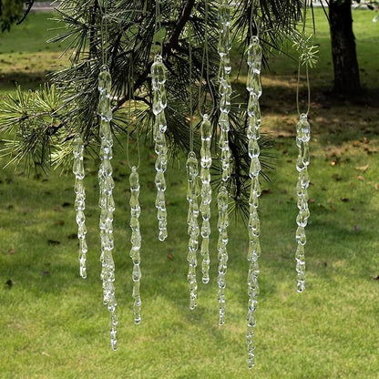 Winter Christmas Tree Icicles Ornaments Set Outdoor Party Decoration - 24 Pcs