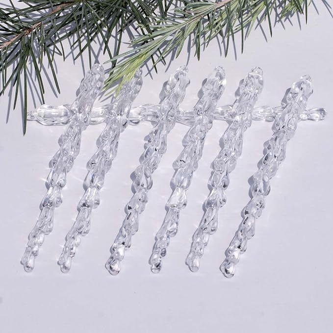 Winter Christmas Tree Icicles Ornaments Set Outdoor Party Decoration - 24 Pcs