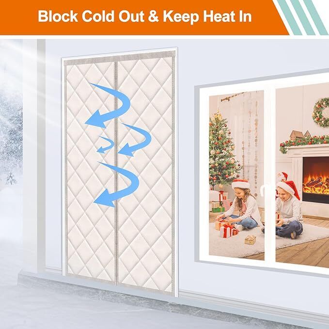 MEFENY Magnetic Thermal Insulated Door Curtain, 100X210Cm Thickened Weatherproof