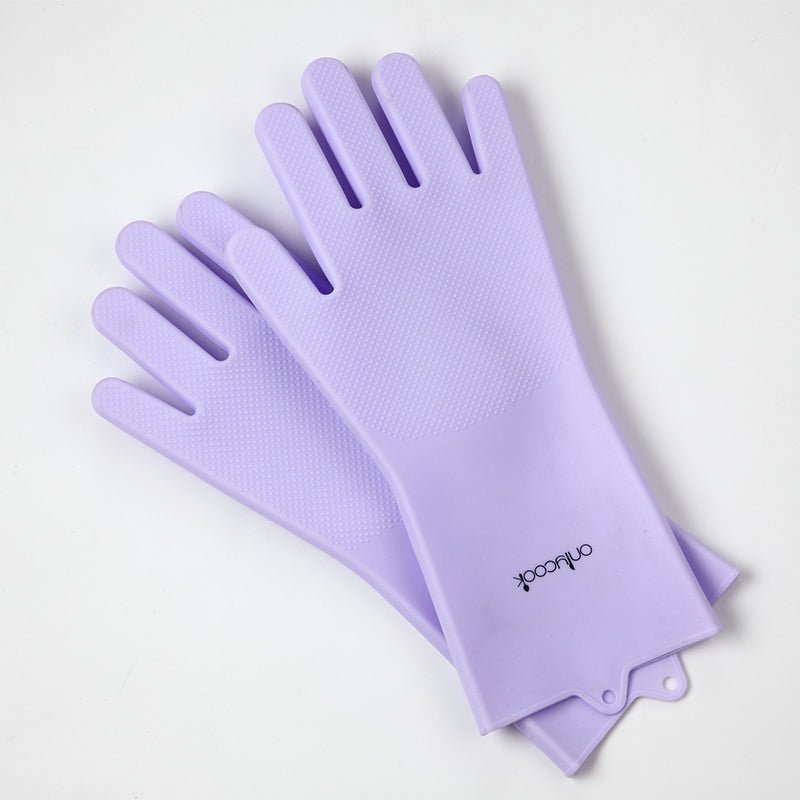 Dual-Sided Silicone Cleaning and Washing Kitchen Gloves - Haraps.com